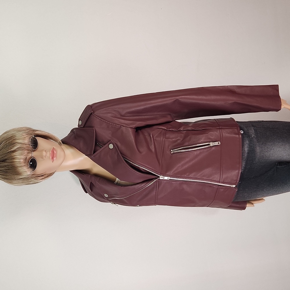 STEVE MADDEN JULIA Vegan Leather Bomber/Moto Jacket SIZE XS, 4 Small Scuffs